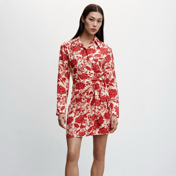 MANGO - FLORAL - WRAP DRESS - Picture 1 of 12